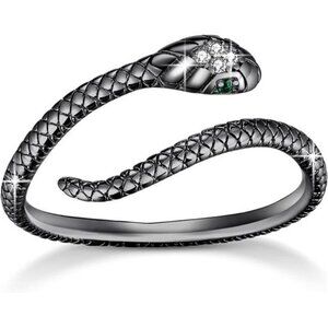 Adjustable Snake Ring Silver 925 Sterling Heart Cross Jewelry